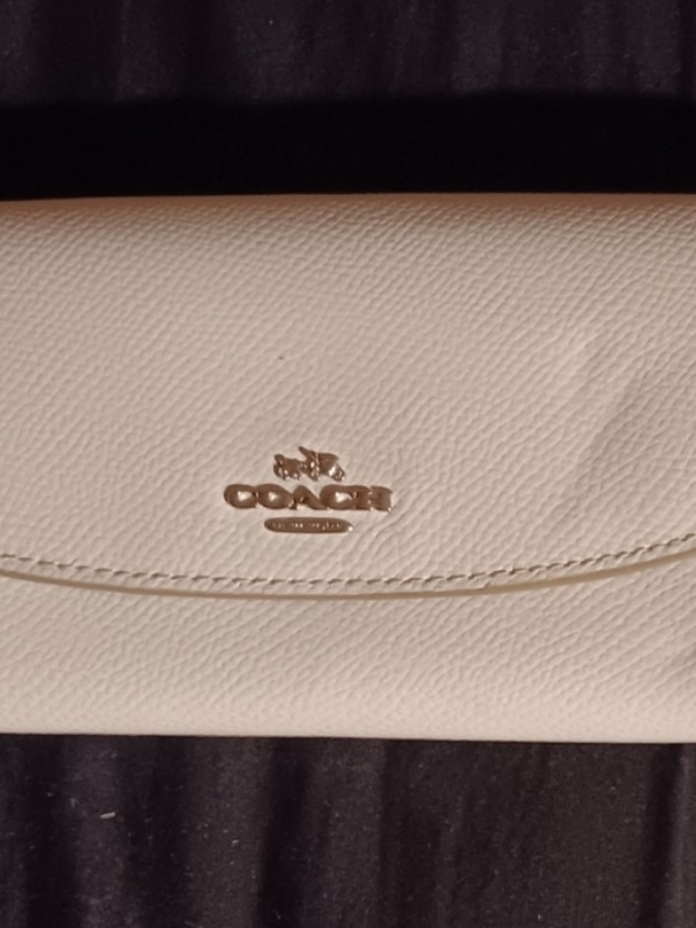 Coach White & Blue Floral Leather Wallet with Gold Logo Emblem